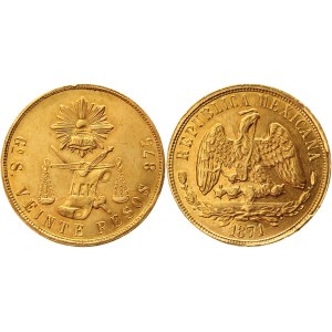 Mexico 20 Pesos 1871 Go S Guanajuato Mint