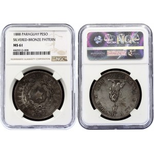 Paraguay 1 Peso 1888 Pattern NGC MS61