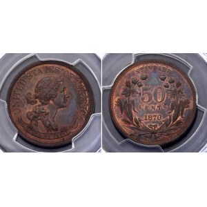 United States 50 Cents 1870 Proof PCGS PR64+RB