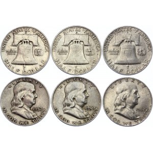 United States 3 x Half Dollar 1957 - 1962 D