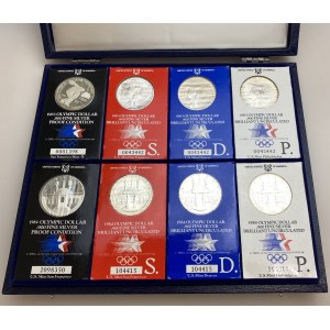 United States Full Set of 8 Coins 1983 - 1984 Olympic Games in Los Angeles