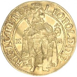 Leopold I. (1657-1705), Dukát 1664 KB jako Husz. 1320, opis: LEOPOLD. D: G. - .R. I.