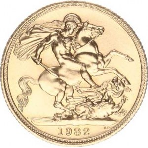 Anglie, Alžběta II. (1952-), 1 Sovereign 1982 KM 908 8,04 g