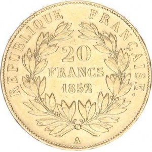 Francie, Napoleon III. (1852-1870), 20 Francs 1852 A, Paříž KM 774 (6,457 g)