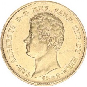 Itálie-Sardinie, Carlo Alberto (1831-1849), 20 Lire 1842 G zn. kotva KM 131; Fr. 1143; G 44 (6,43