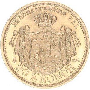 Švédsko, Oscar II. (1872-1907), 20 Kronor 1898 EB-LA KM 526 (8,977 g)