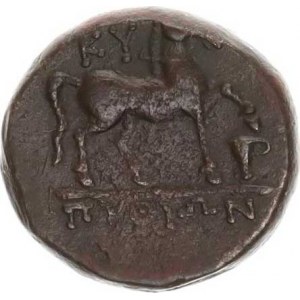 Aiolis - Kýmé, město Pythas (250-190 př. Kr.), AE 20, hlava Amazonky Kyme / kráčející kůň zprava (7