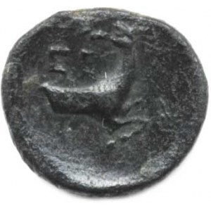 Pisidie Selge (2. stol. př. Kr.), AE 14, A: Vousatá hlava Herakla se lví kůži a kyjem přes rameno /
