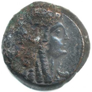Egypt-Ptolemaiovci, Kleopatra Ptolemaios V. Epifanes (204-180 p.), AE 26, Hlava Kleopatry I. jako b