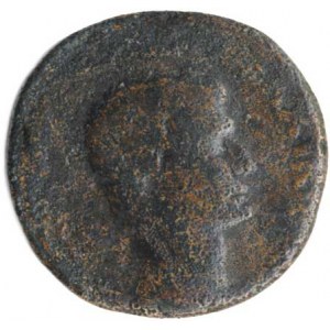 Augustus (27 př.Kr.-14 po Kr.), As, s kontramarkou AVG (za Tiberia) A: Hlava Augusta zprava CAESA