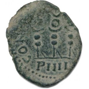 Augustus (27 př.Kr.-14 po Kr.), Makedonie Filippi, AE 18/26, kráčející Viktorie drží věnec a palm