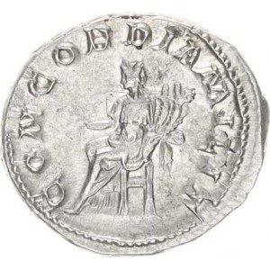 Gordianus III. (238-244), Antoninián, sedící Concordia zleva drží obětní misku a dvojitý