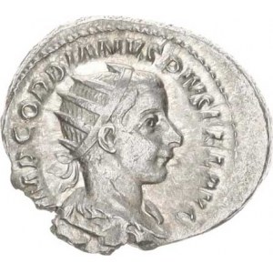 Gordianus III. (238-244), Antoninián, stoj.nahý Jupiter drží v pravé ruce kopí a v levé