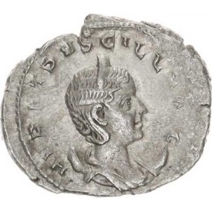 Herennia Etruscilla, (žena Trajana Decia), Antoninián, stoj.Pudicitia drží žezlo a pozvedá si závoj