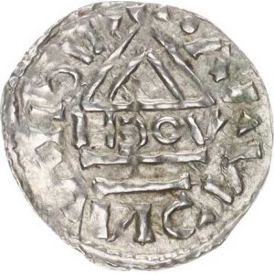 Bavorsko, Heinrich II., I. vláda (955-976), Denár, vévodská mincovna Regensburg, mincmistr HECV