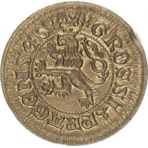 Karel IV. (1346-1378), Pražský groš, tlustý - pamětní ražba bronz zlac. 34 mm, výška