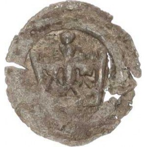 Jiří z Poděbrad (1460-1471), Haléř bez čtyřrázu - česká koruna v perličkovém kroužku, v otvore