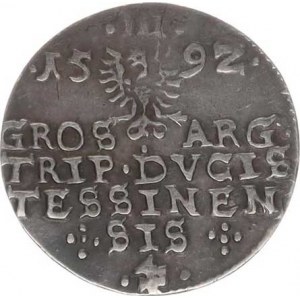 Těšín, Adam Václav (1596-1617), III Groschen 1592 RR Sa. 23 (obr.17); Kop. 5619 (2,46 g