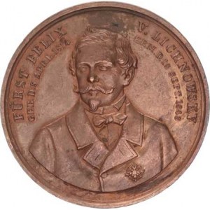 Lichnovský Felix, kníže, (1814-1848), Úmrtní medaile 18.9. 1848 - poprsí čelně, dva opisy / truchlí