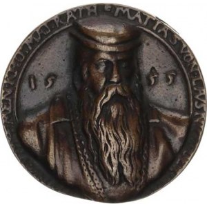 Mathias von Lausnitz, obchodník a poradce Ferdinanda I., Medaile 1555, A: Poprsí čelně, opis / Erb,