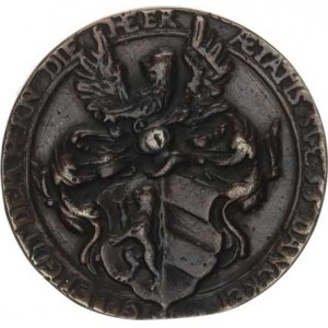 Mathias von Lausnitz, obchodník a poradce Ferdinanda I., Medaile 1555, A: Poprsí čelně, opis / Erb,