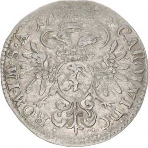 Chur - biskup., Joseph Benedikt v.Rost (1728-1754), 3 Kreuzer 1733 - sv. Lucius / s tit. Karla VI.