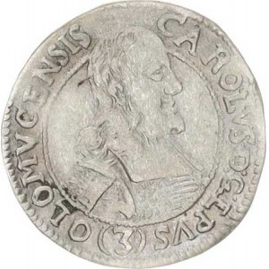 Olomouc, Karel II. Liechtenstein (1664-1695), 3 kr. 1668, zn.špice SV 318 D/B R (1,595 g)