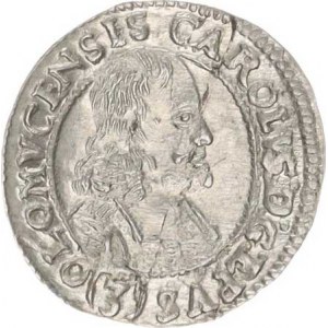 Olomouc, Karel II. Liechtenstein (1664-1695), 3 kr. 1669, zn.špice SV 322 E5/B5 var. válcov. mince
