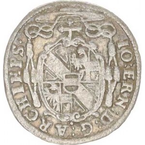 Salzburg - arcib., Johann Ernest (1687-1709), 1/2 Batzen = 2 kr. 1697, tém.