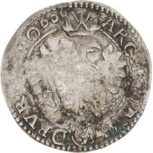 Rudolf II. (1576-1612), 3 kr. 1606, Vídeň-Huebmer R, mělká ražba