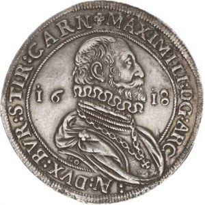 Maximilián - arcivévoda (1612-1618), Tolar 1618 CO, Tyroly, Hall var. Voglh. 122/XIII - nad hlavo