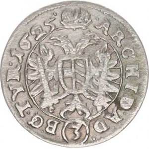 Ferdinand II. (1619-1637), 3 kr. 1625, Vídeň-Fellner var.: koruna bez stuh, datace 1625. ,