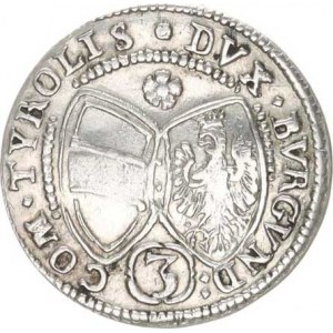 Ferdinand Karel - arcivévoda (1632-1662), 3 kr. 1641 Tyroly Hall - dvojráz písmene C písmenem N v n