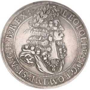 Leopold I. (1657-1705), Tolar 1694 b.zn., Tyroly Hall - menší lví hlava v rameni Voglh