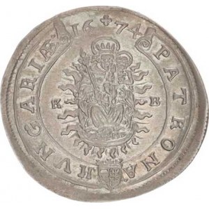 Leopold I. (1657-1705), XV kr. 1674 KB Hol.74/1,2 var. nad Madonou křížek