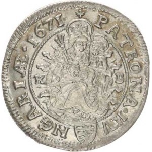Leopold I. (1657-1705), VI kr. 1671 KB - bez teček za datací a před PATRONA, perlovec pod