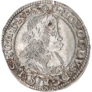 Leopold I. (1657-1705), 3 kr. 1665 SH, Štýrsko-Graz var.: nad hlavou květinka