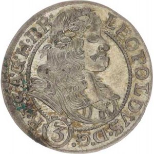 Leopold I. (1657-1705), 3 kr. 1673 b.zn, Opolí-Ehinger MKČ 1662 var.: v horním čtverc