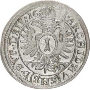 Leopold I. (1657-1705), 1 kr. 1671 SHS, Vratislav-Hammerschmidt, jako MKČ 1637 - hlavy o
