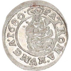 Leopold I. (1657-1705), Denár 1680 K-B joko Husz. 1508, opis: LEOP. D. G.R..... roz