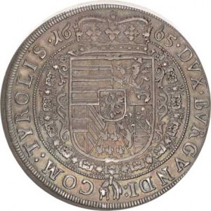 Sigmund František - arcivévoda (1662-1665), Tolar 1665, Tyroly, Hall R (28,134 g) pěkná patina
