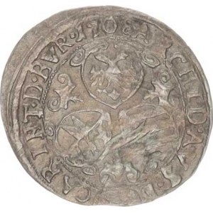 Josef I. (1705-1711), 3 kr. 1708 IP, Korutanny -Preiss R, mír.nedor., tém.