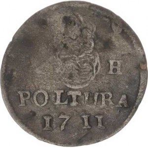 Josef I. (1705-1711), Poltura 1711 PH - Ag var.: v opise dělící zn. dvojtečky