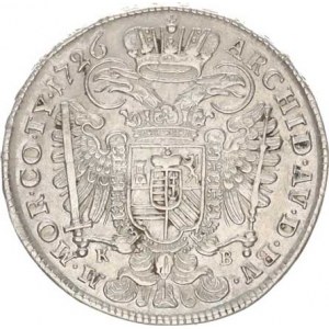 Karel VI. (1711-1740), 1/2 Tolar 1726 KB (14,319 g) Husz. 1611; Her. 543