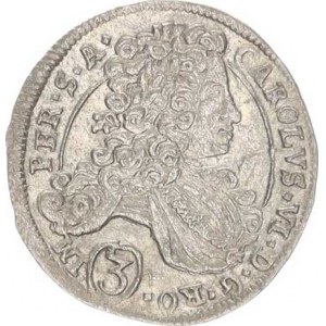 Karel VI. (1711-1740), 3 kr. 1714 BW, K.Hora-Wohnsiedler MKČ 1866, dr. vada stř.