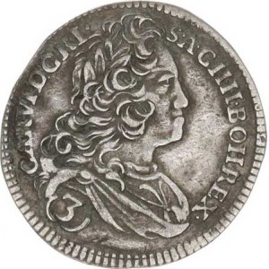 Karel VI. (1711-1740), 3 kr. 1739 b.zn., Praha-Scharff patina