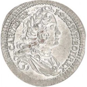 Karel VI. (1711-1740), 3 kr. 1740 b.zn., Praha-Scharff jako MKČ 1840, opis: D: G. R. -