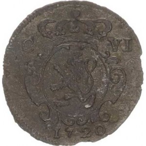 Karel VI. (1711-1740), 1/2 kr. 1720 Praha-Scharff R (0,424 g), patina