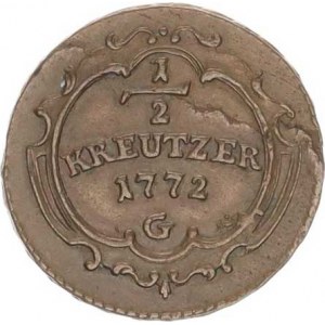 Marie Terezie (1740-1780), 1/2 kr. 1772 G, Günzburg R, dr. vada stř.