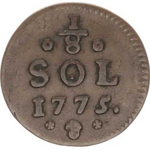 Marie Terezie (1740-1780), 1/8 Sol 1775 zn.hlava, pro Lucembursko var.: v písmenu O (SOL) j